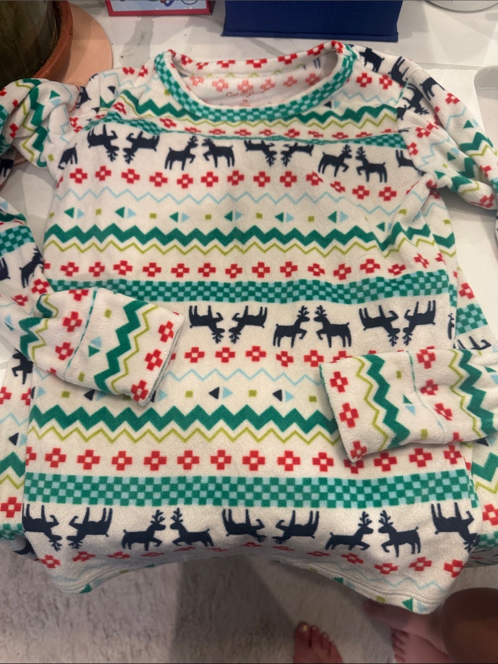 Cat & Jack White Holiday Reindeer Pattern Pajama Set